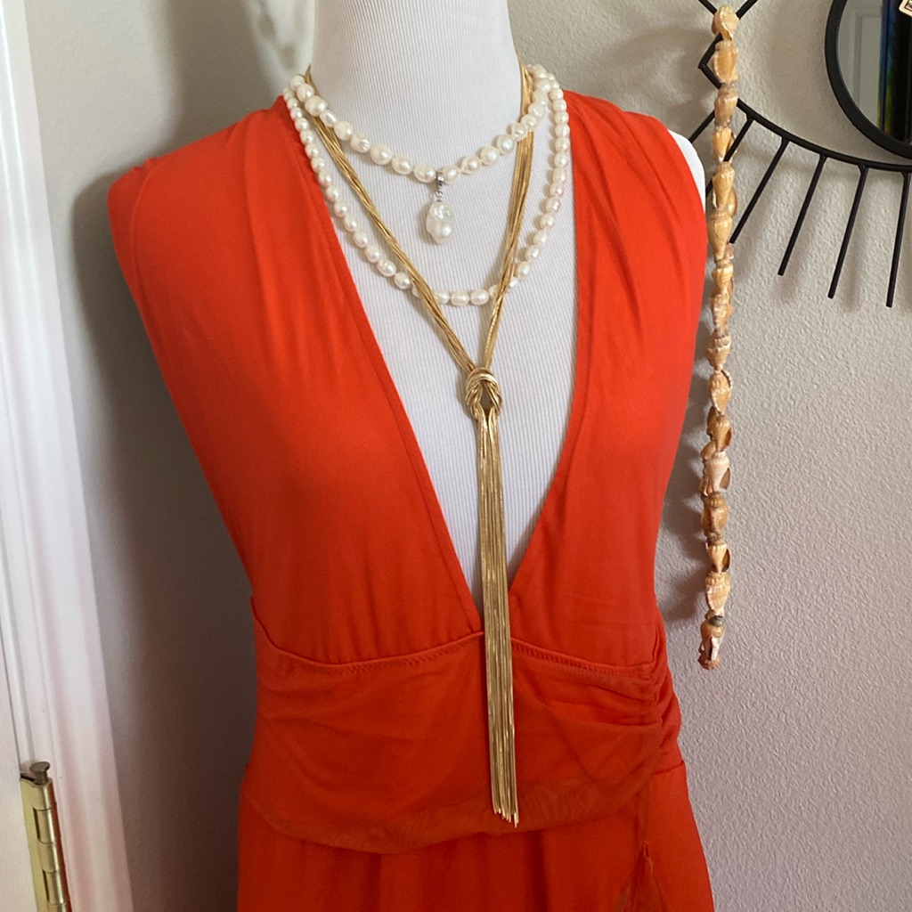 M144 Long Gold Rope Knot Marine Style Classy Chunky Chain Necklace
